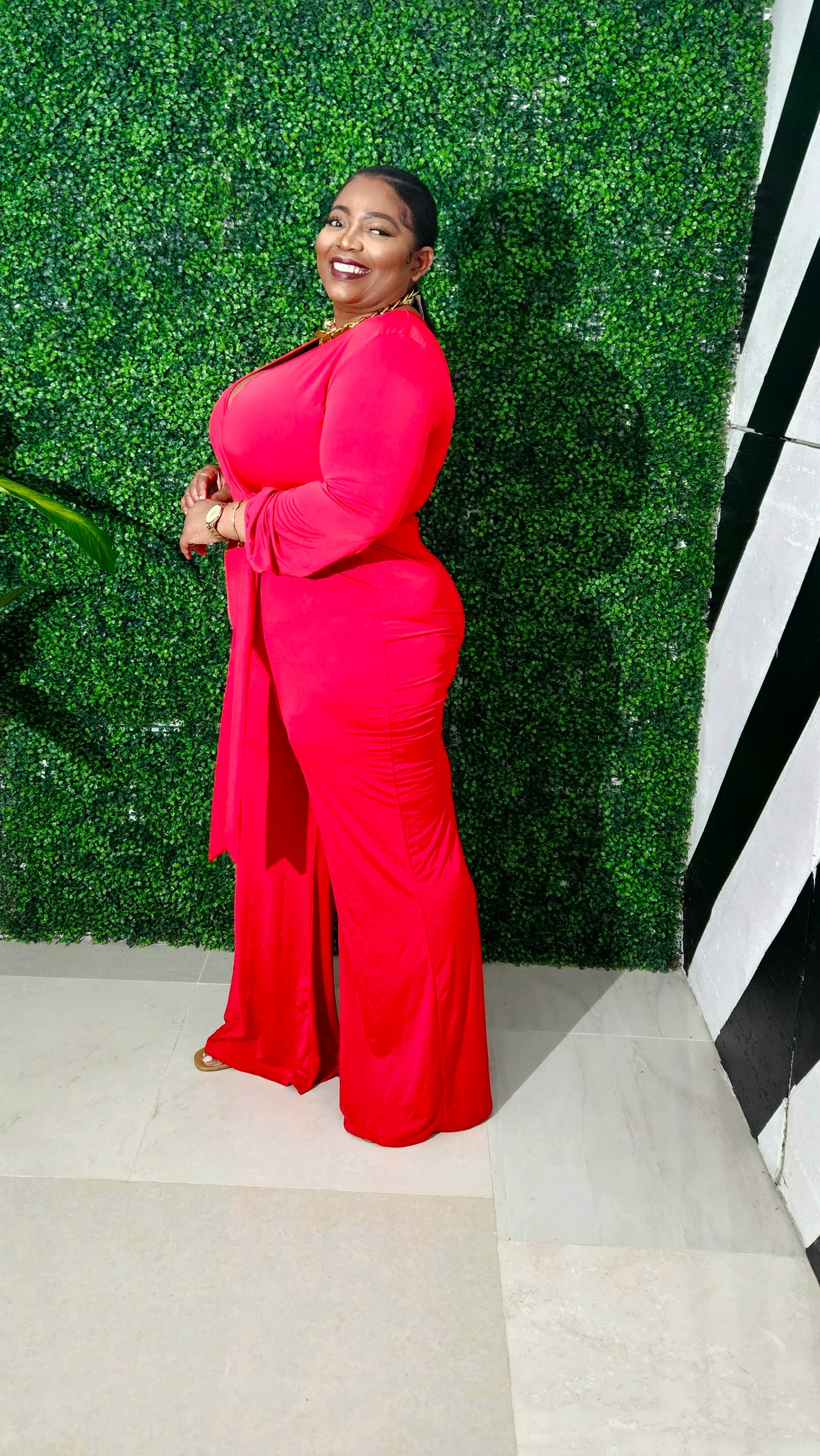 Wrap Game Strong Jumpsuit|| Red