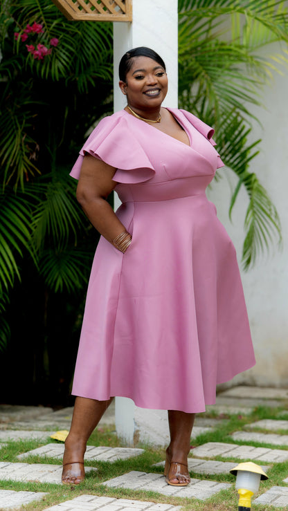 Celeste Charm Midi Dress || Mauve