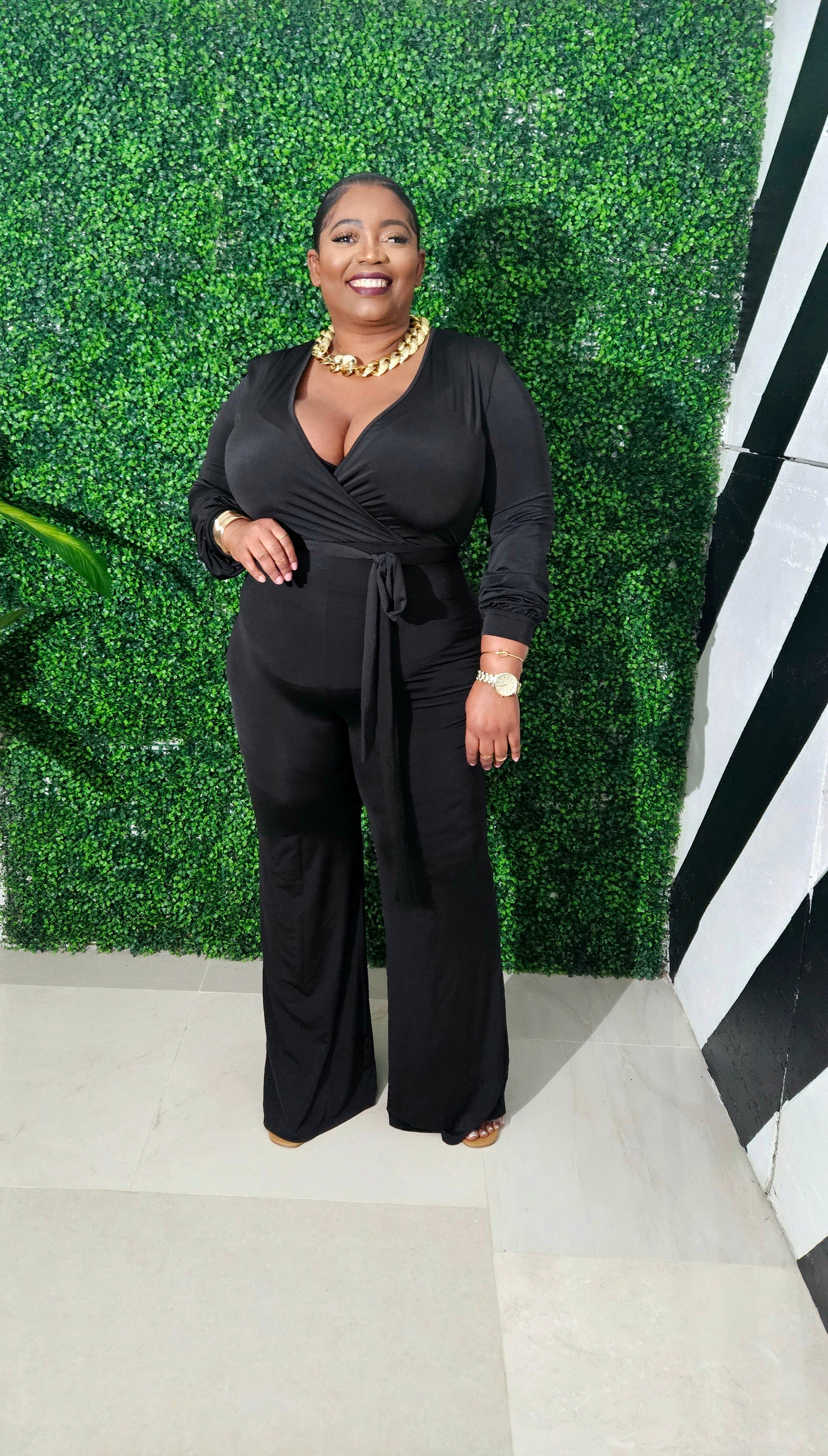 Plus Def Wrap Game Strong Jumpsuit|| Black – Curvy Definition Plus