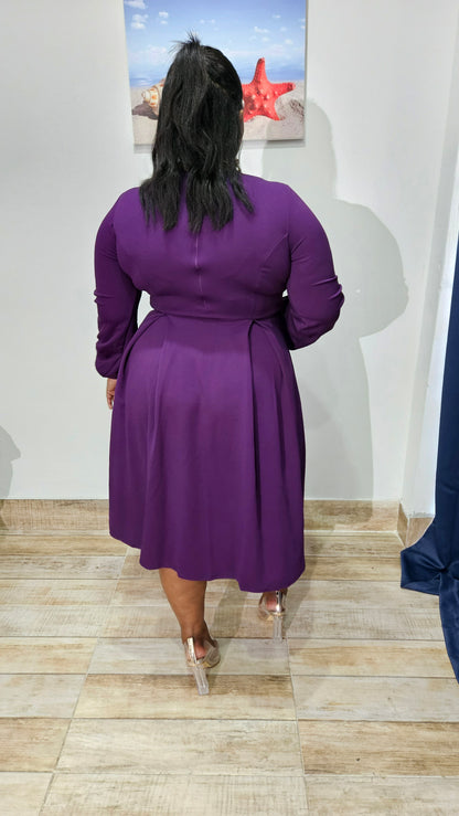 Regal Essence Midi Dress || Purple
