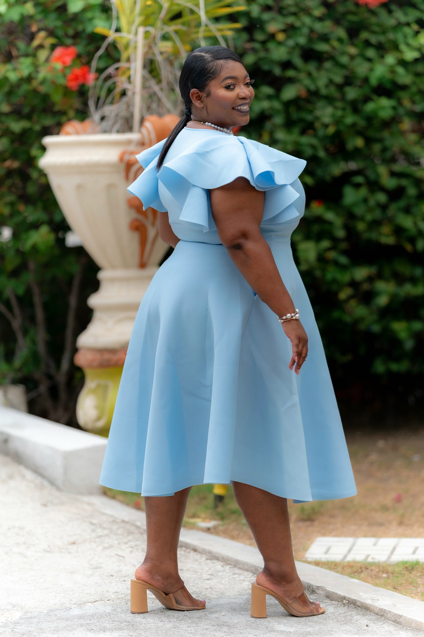 Celeste Charm Midi Dress || Powder Blue