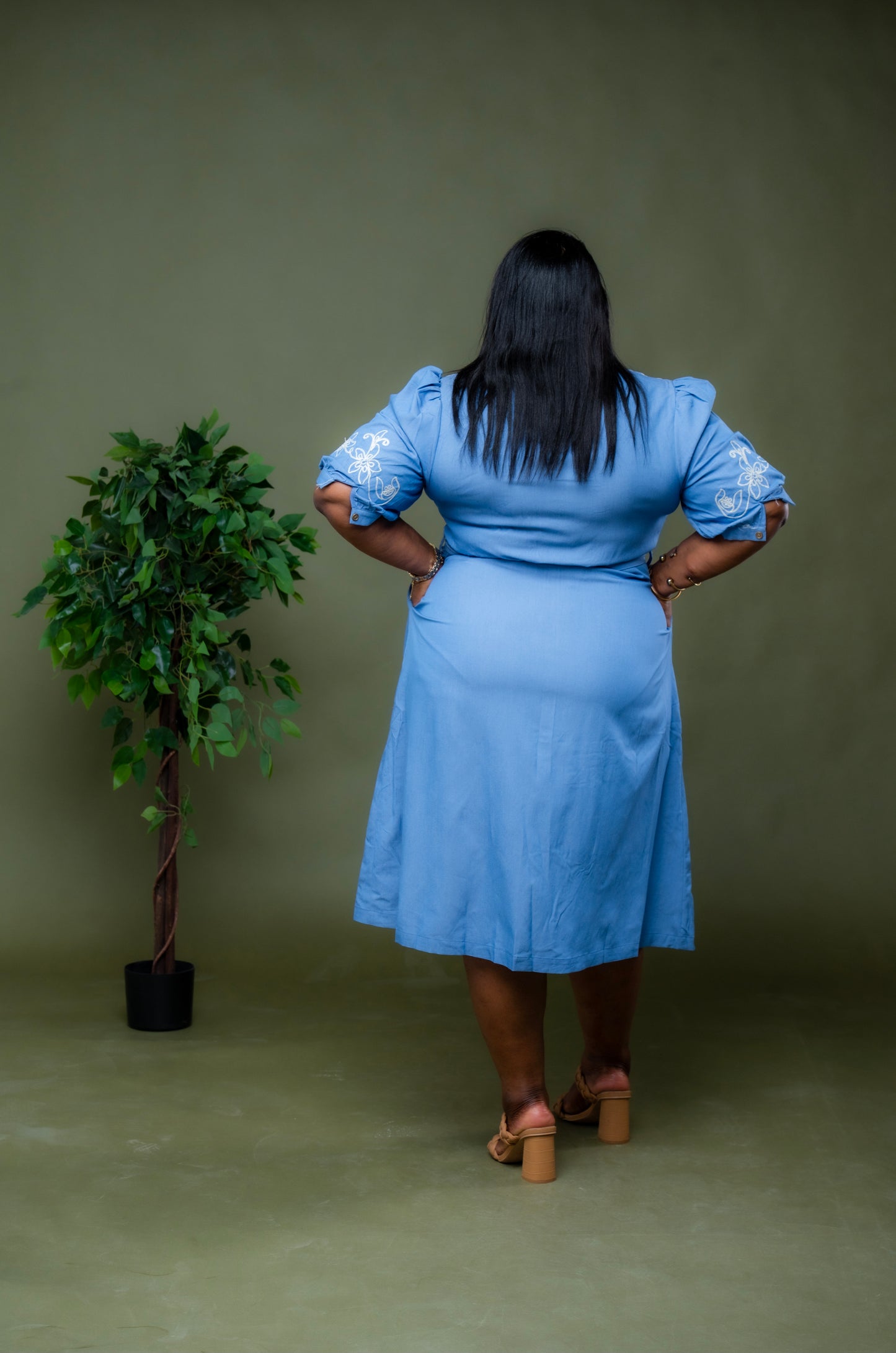 Bluebell Charm Denim Midi Dress