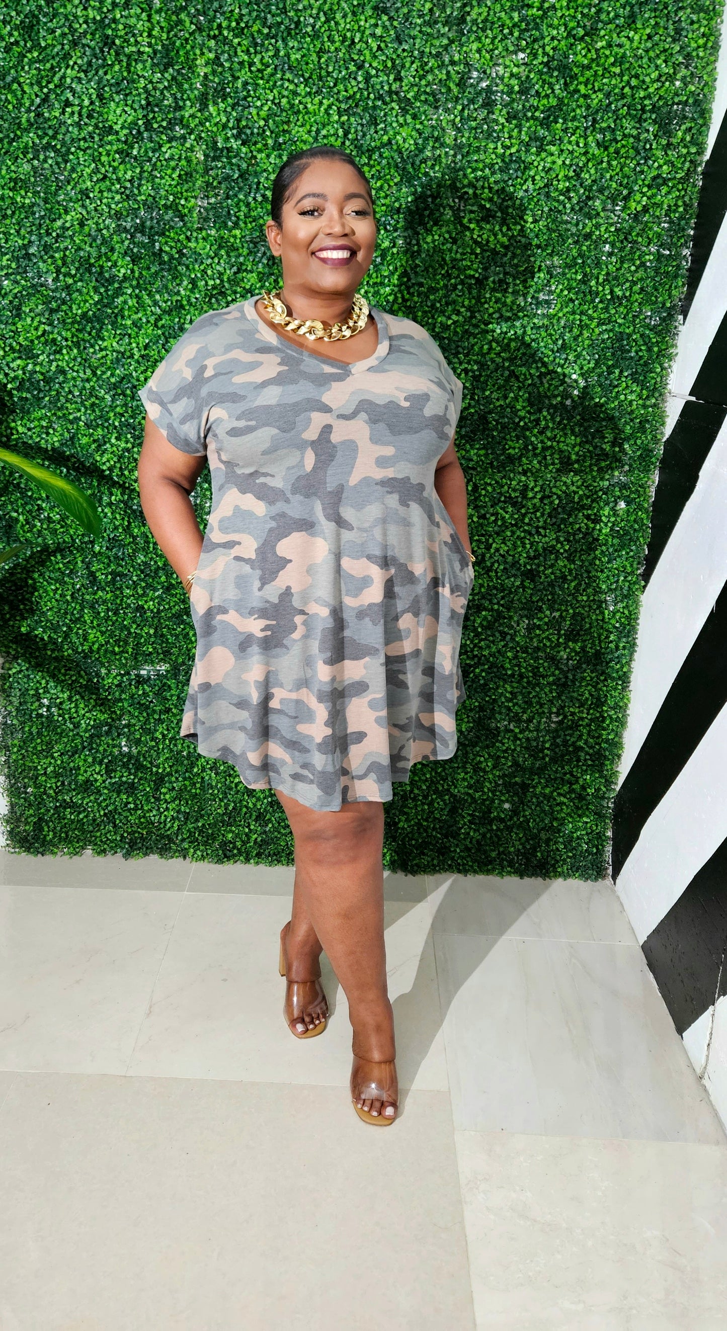 Camo Crush Tee Dress || Green Camo