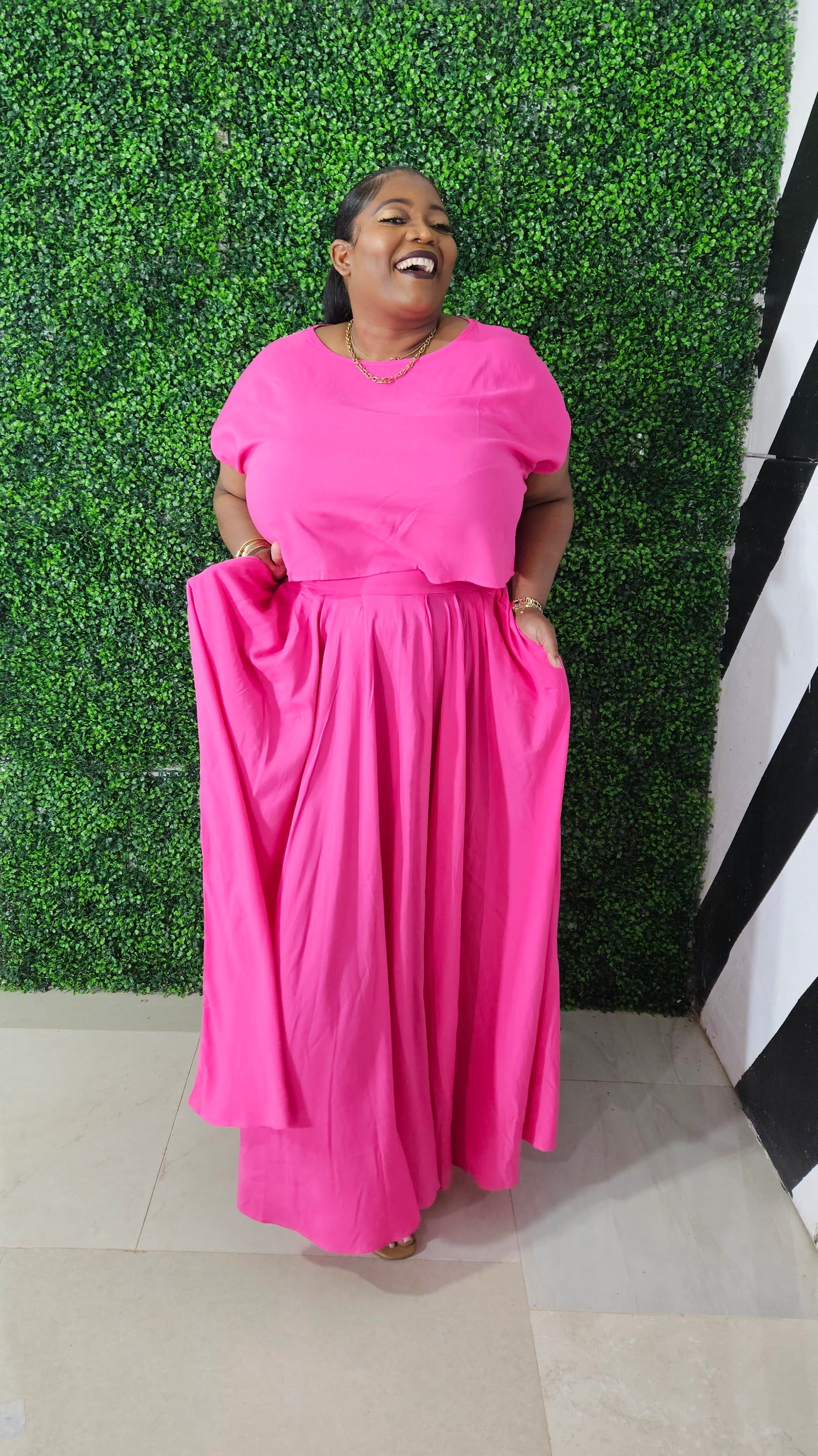 Emika Skirt Set || Pink
