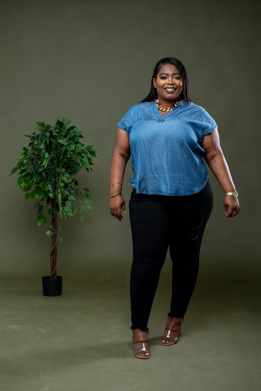 Easy Breezy Denim Top || Blue
