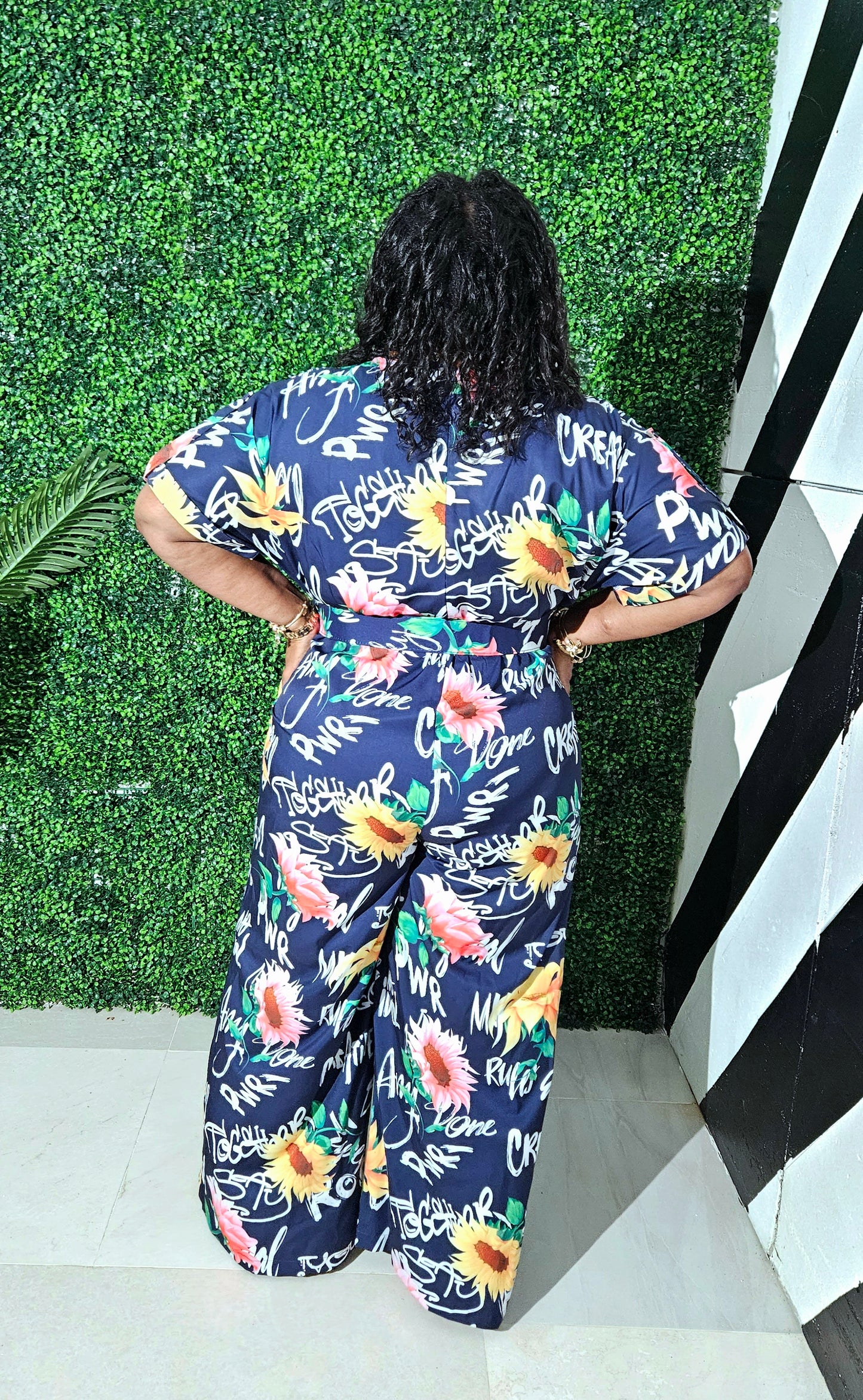 Graffiti Garden Jumpsuit || Navy