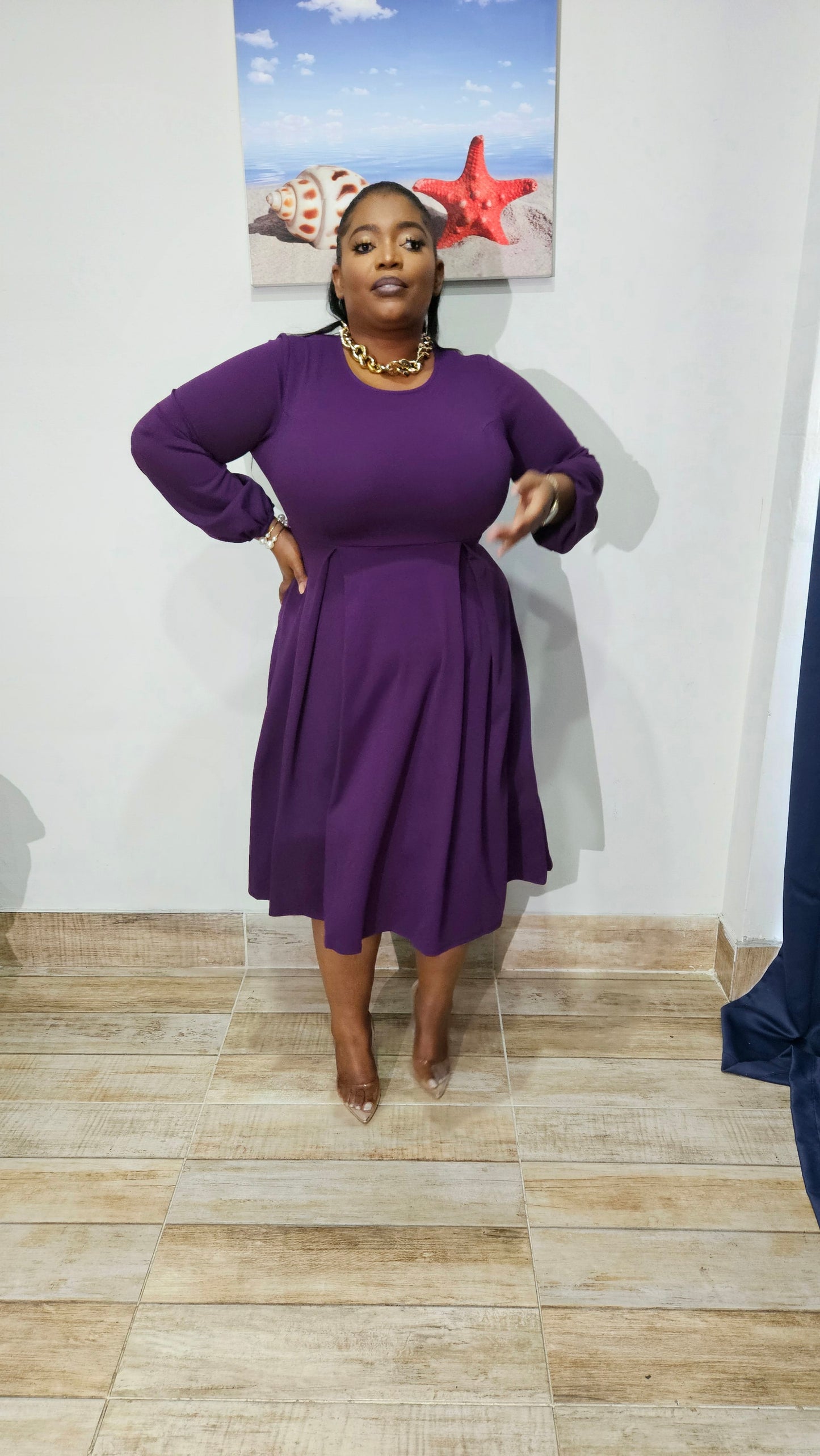Regal Essence Midi Dress || Purple