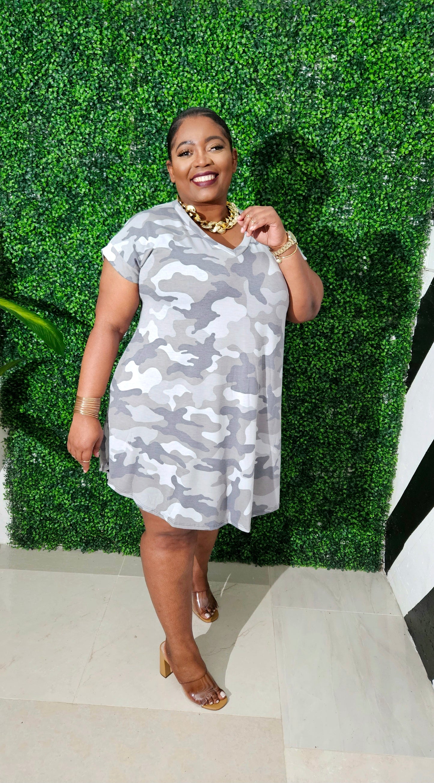 Camo Crush Tee Dress || Grey Camo