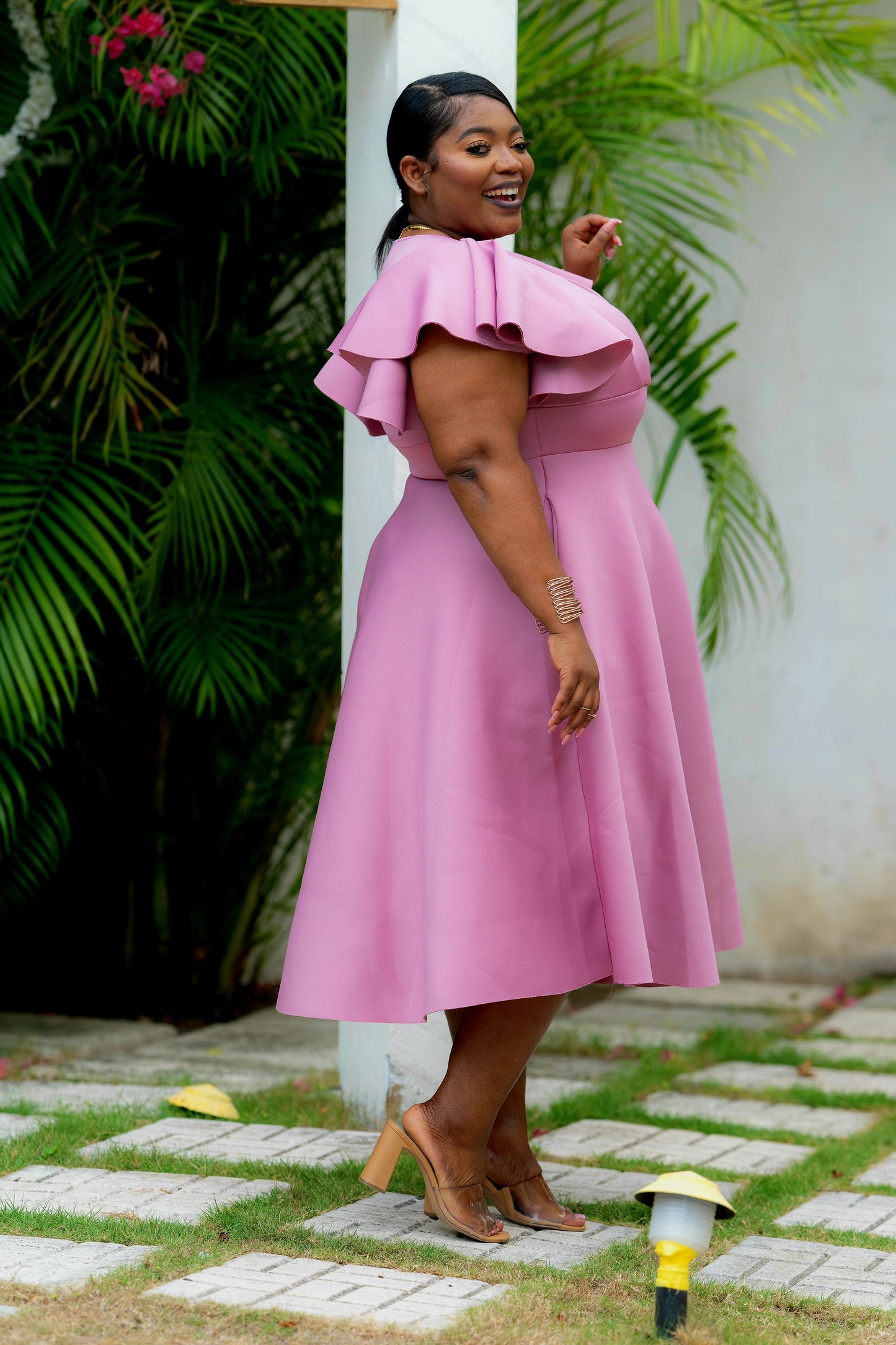 Celeste Charm Midi Dress || Mauve