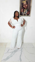 Load image into Gallery viewer, SEQUIN TOP WITH FRINGE SLEEVE JUMPSUIT| IVORY
