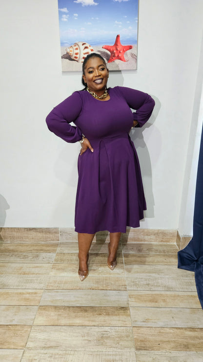 Regal Essence Midi Dress || Purple