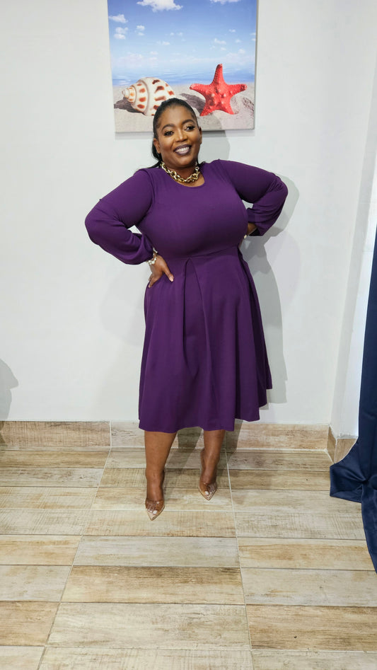 Regal Essence Midi Dress || Purple