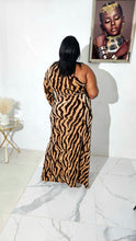 Load image into Gallery viewer, Tuscana Zebra Mesh Dress || Taupe and chocolate
