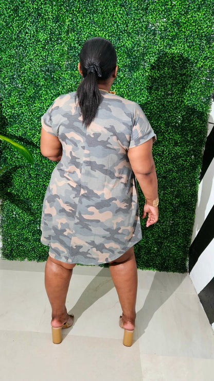 Camo Crush Tee Dress || Green Camo