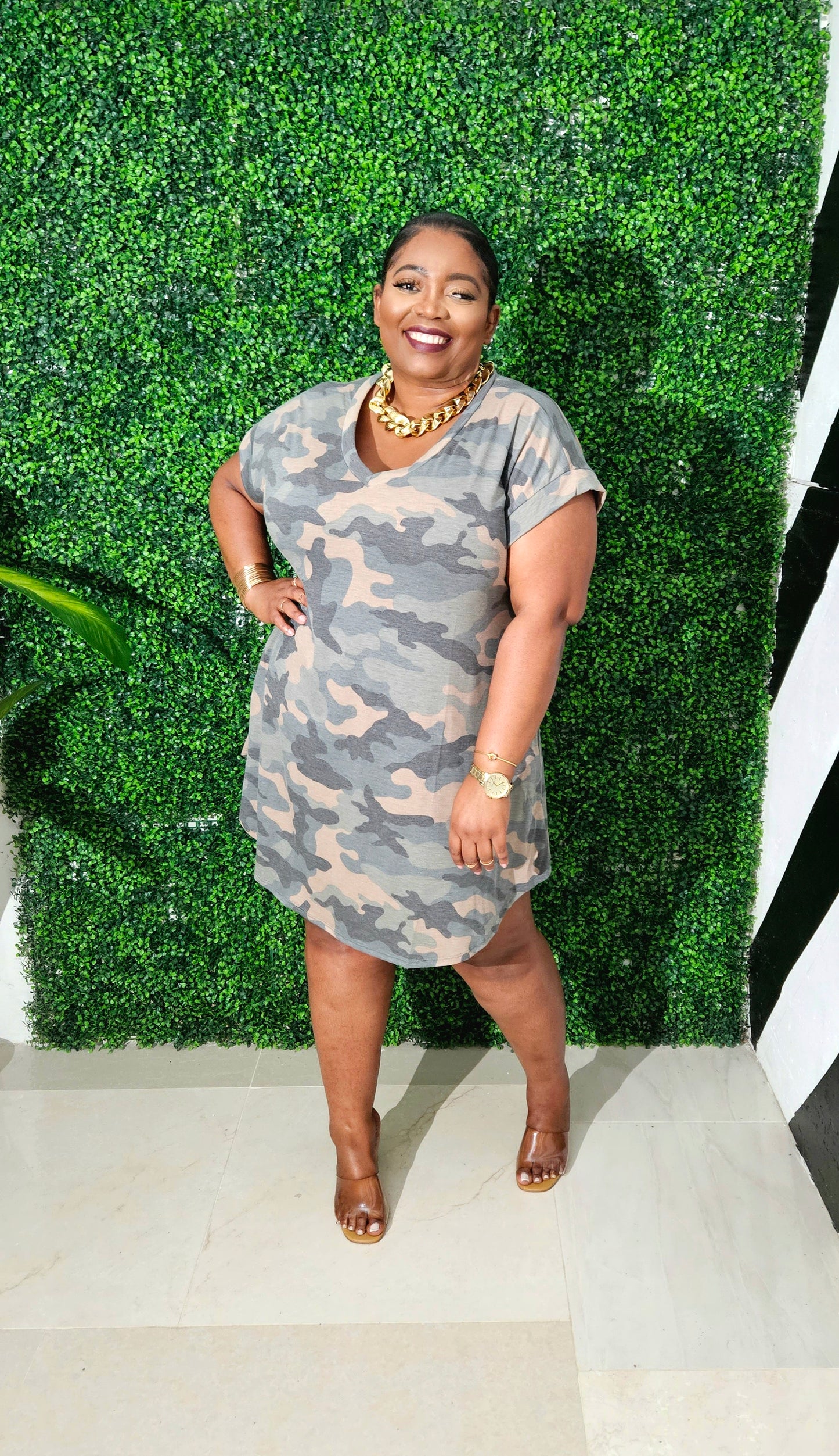 Camo Crush Tee Dress || Green Camo