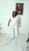 Load image into Gallery viewer, SEQUIN TOP WITH FRINGE SLEEVE JUMPSUIT| IVORY
