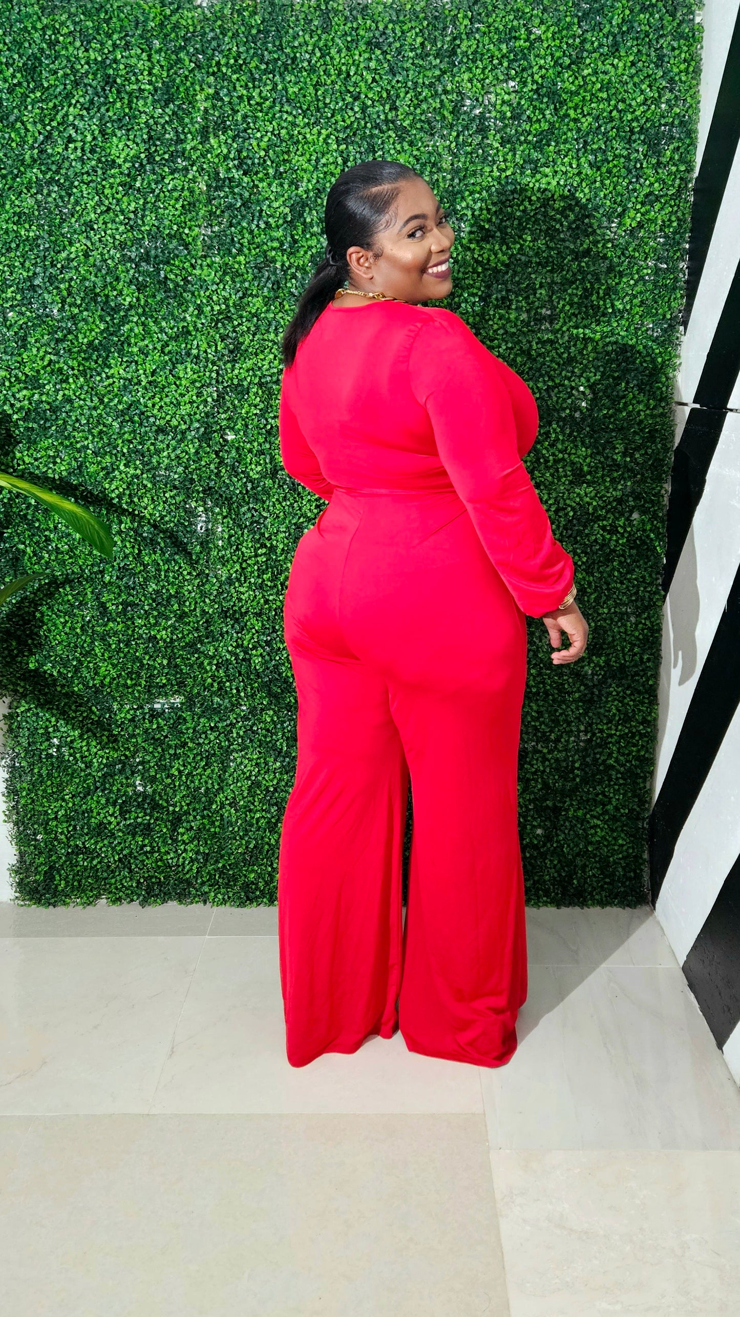 Wrap Game Strong Jumpsuit|| Red