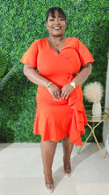 Load image into Gallery viewer, Moya Mermaid Ruffle Dress || Orange
