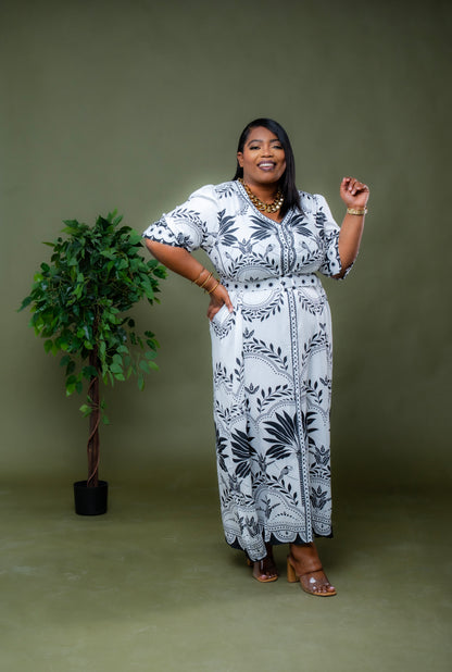 Garden Society Maxi Dress || Black & White