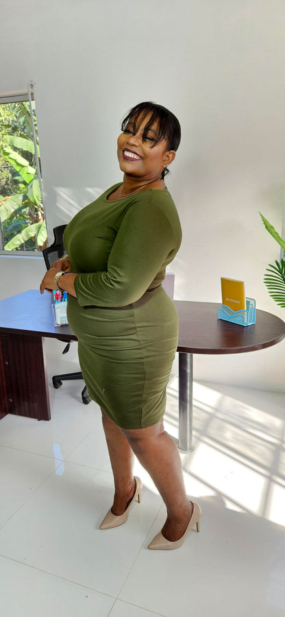 Nixy Pencil Dress || Olive Green