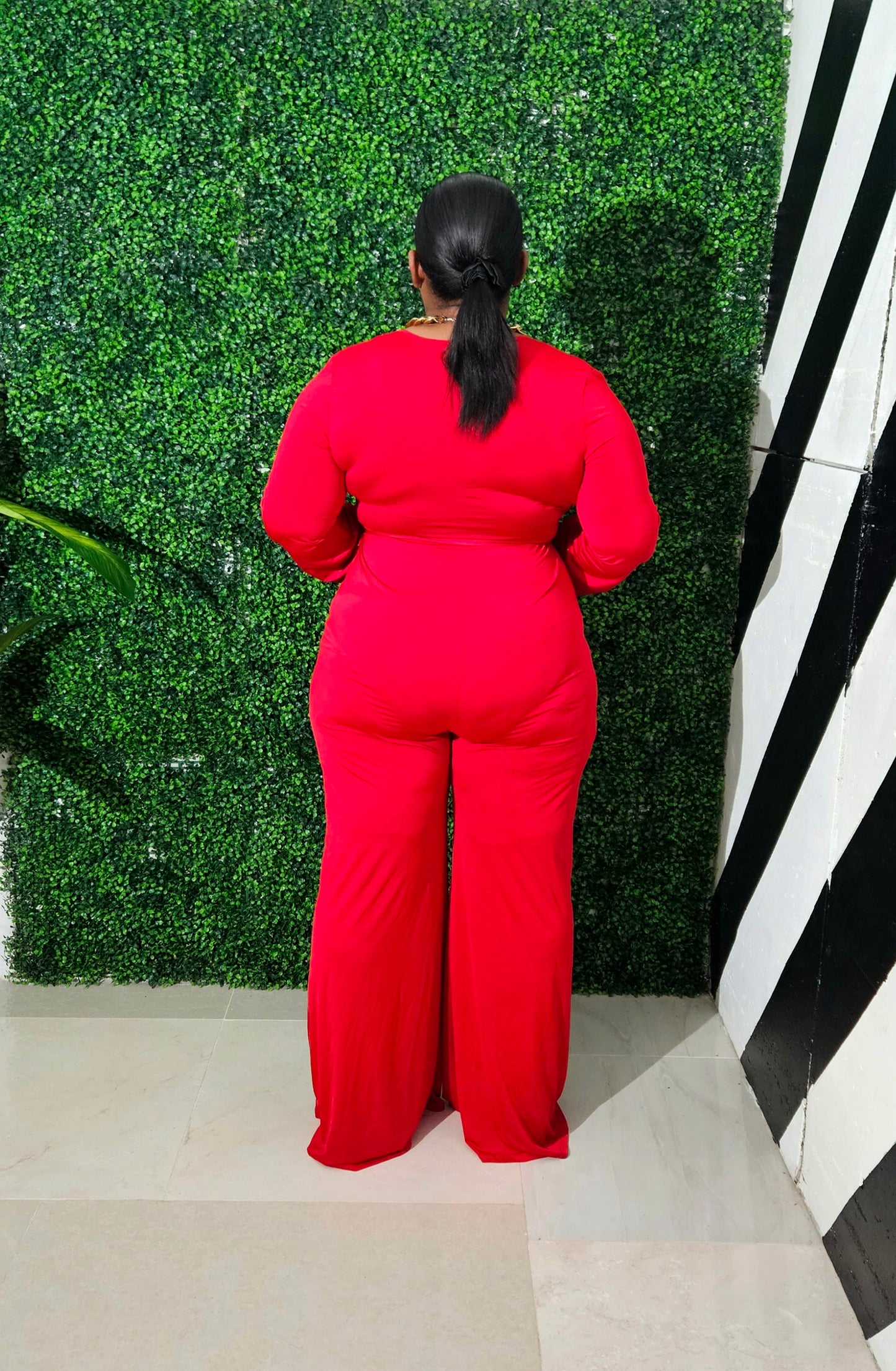 Wrap Game Strong Jumpsuit|| Red