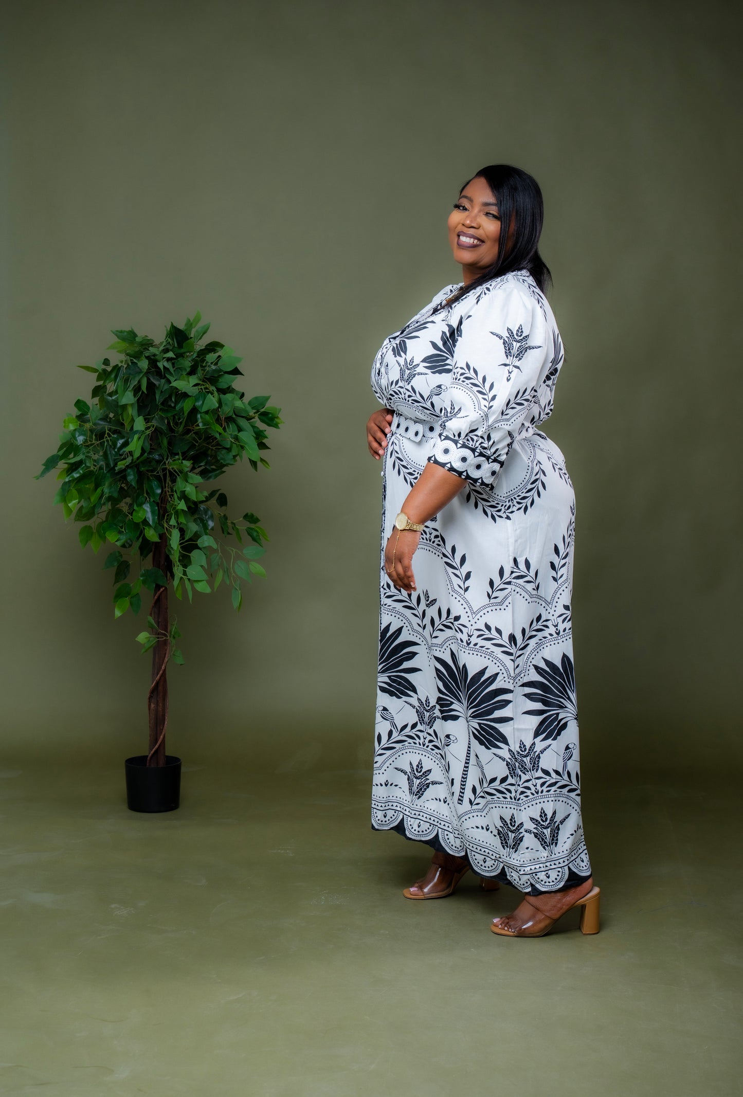 Garden Society Maxi Dress || Black & White