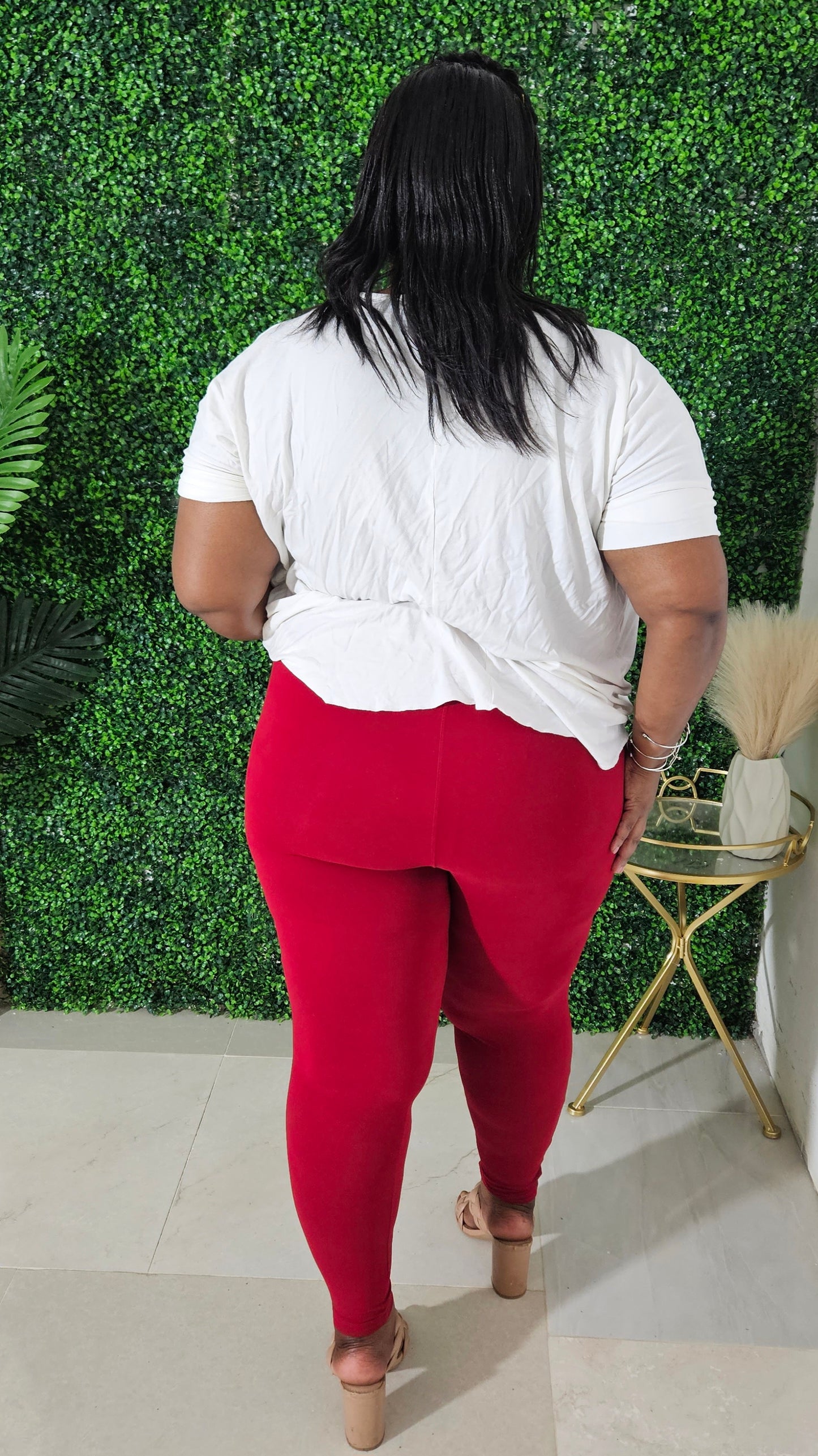 MicroFibre  High Waist Legging ||  Dk Red