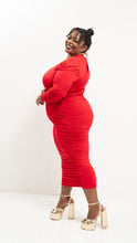 Load image into Gallery viewer, On Point Ruched Dress || Red
