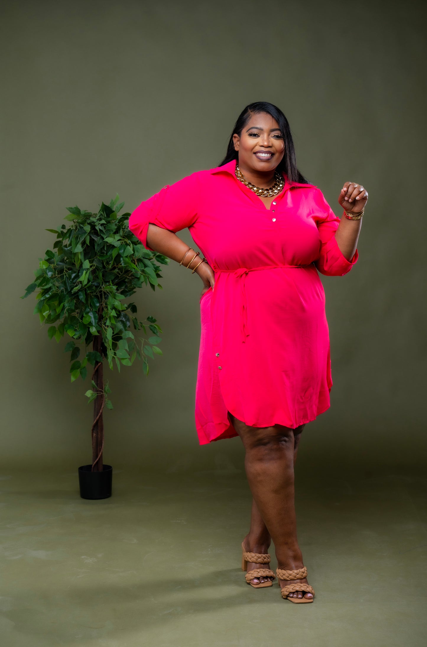 Soft Spoken Mini Dress || Fuchsia