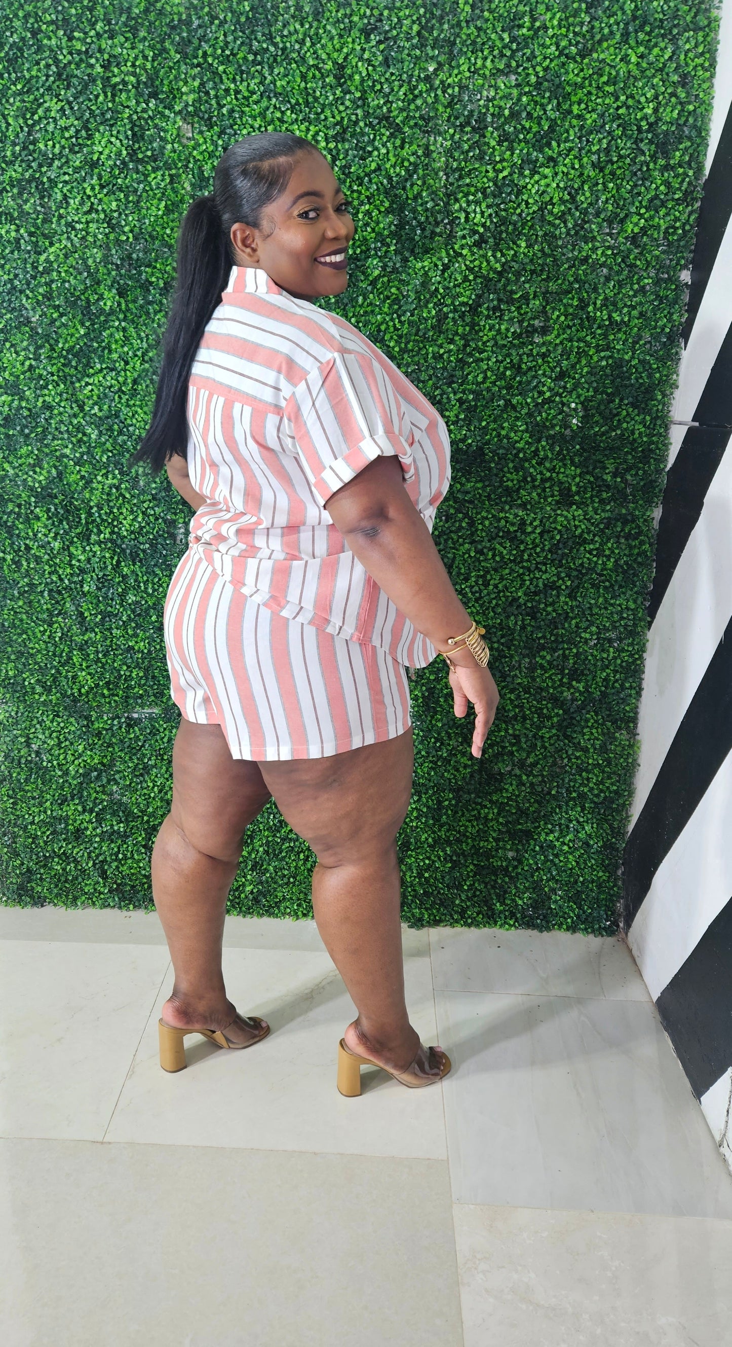 Summer Stripes Shorts Set || Copper