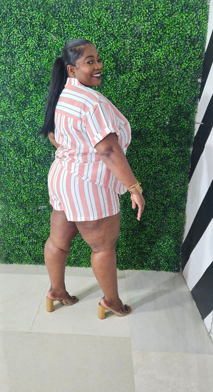 Summer Stripes Shorts Set || Copper