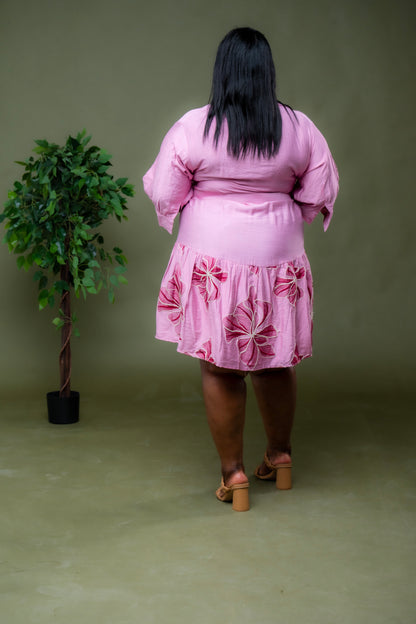 Rosé Bloom Shirt Dress