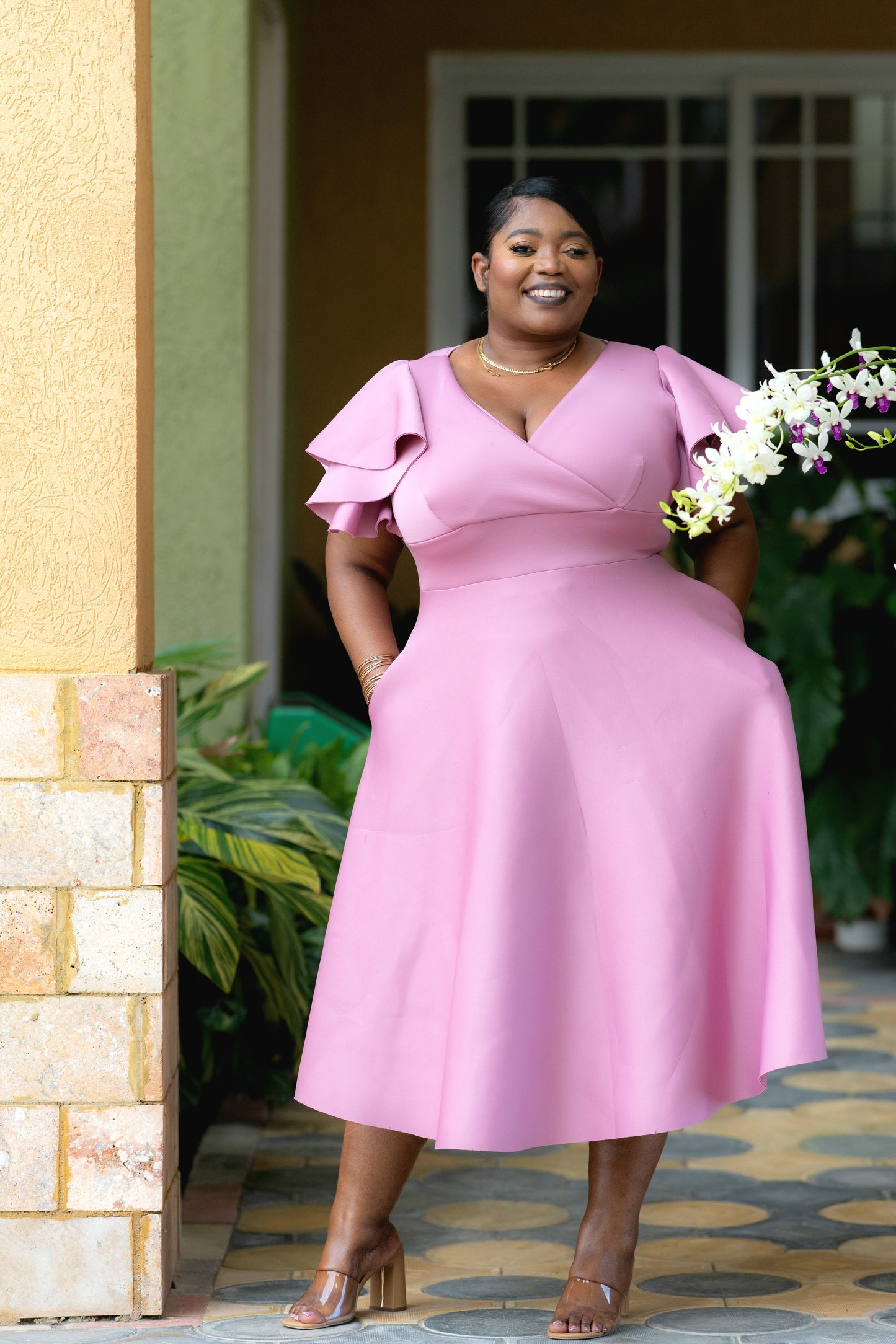 Celeste Charm Midi Dress || Mauve