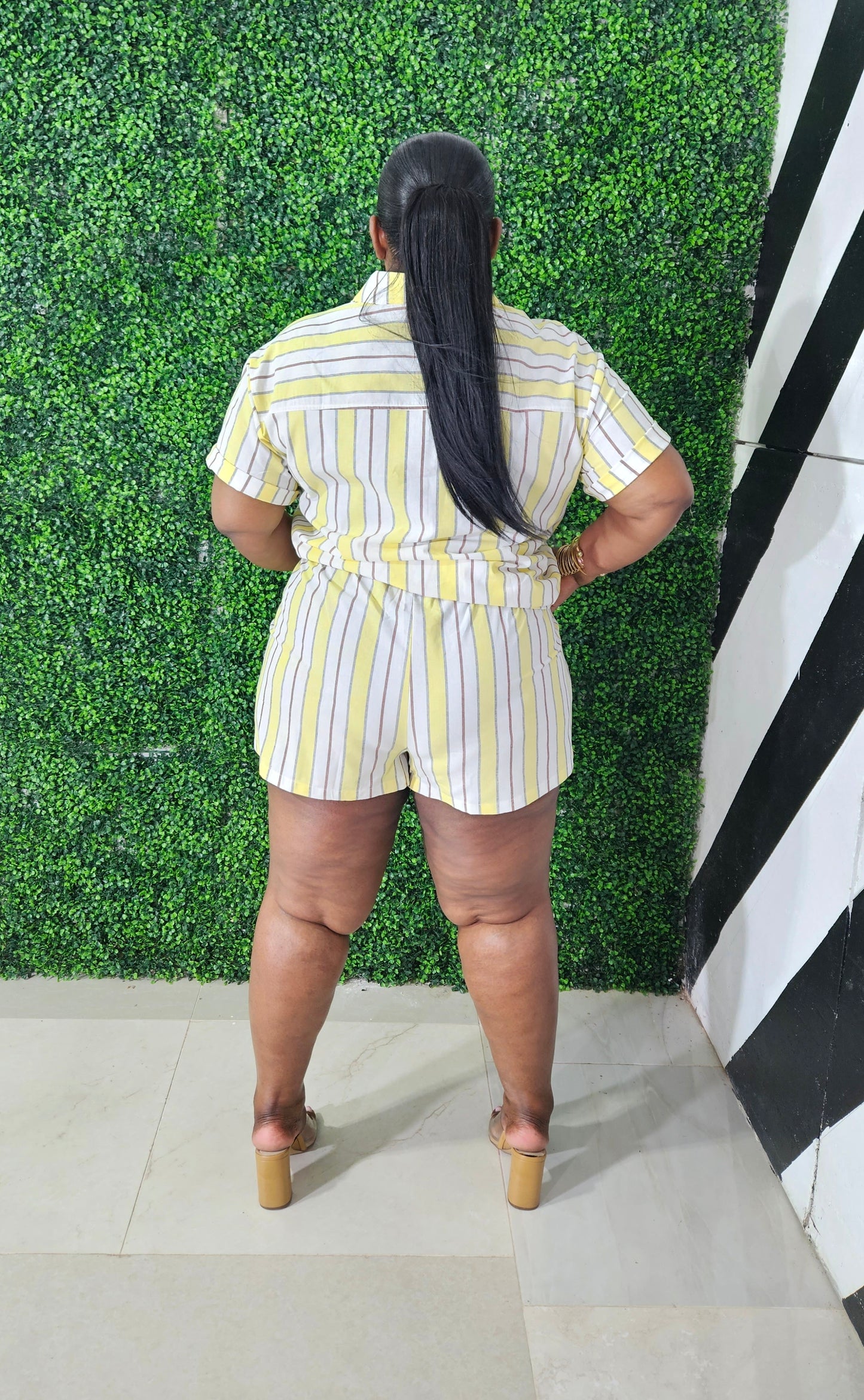 Summer Stripes Shorts Set || Yellow