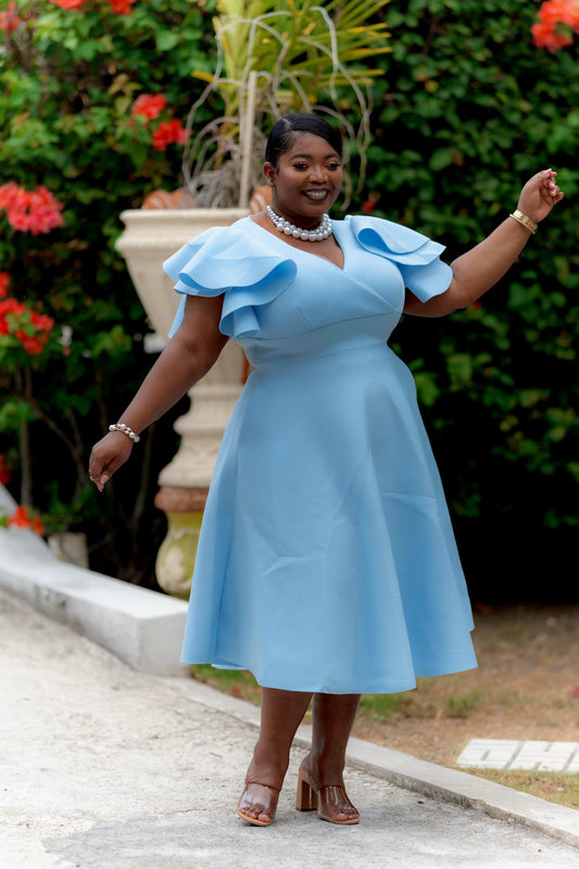 Celeste Charm Midi Dress || Powder Blue