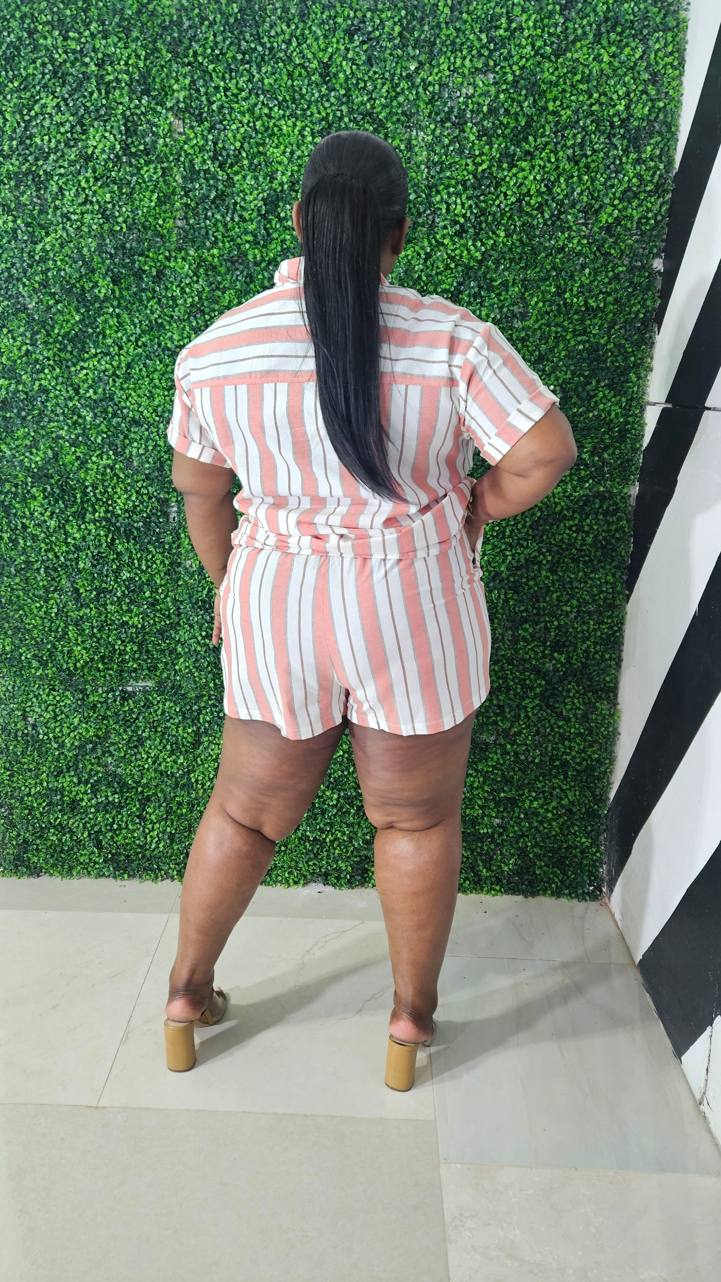 Summer Stripes Shorts Set || Copper