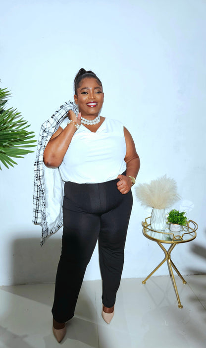 Pocketed Tweed Luxe Blazer || Black & White