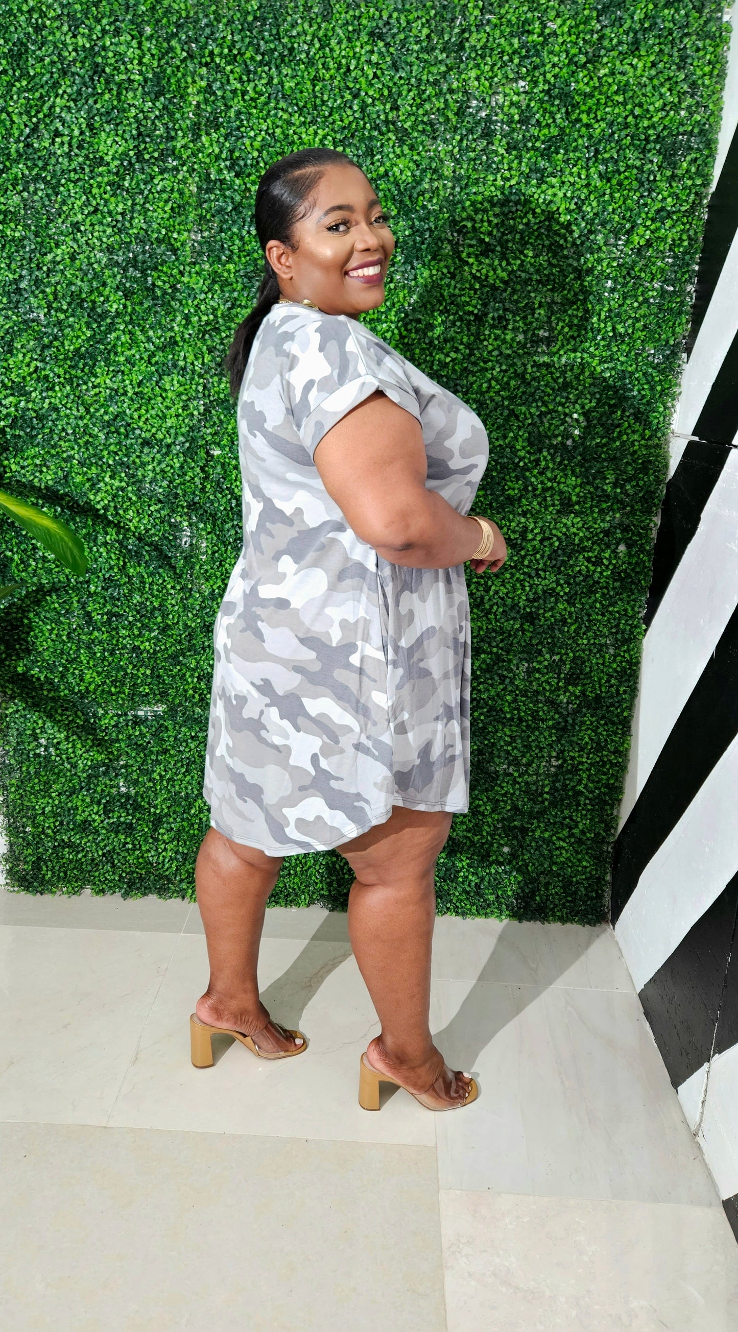 Camo Crush Tee Dress || Grey Camo