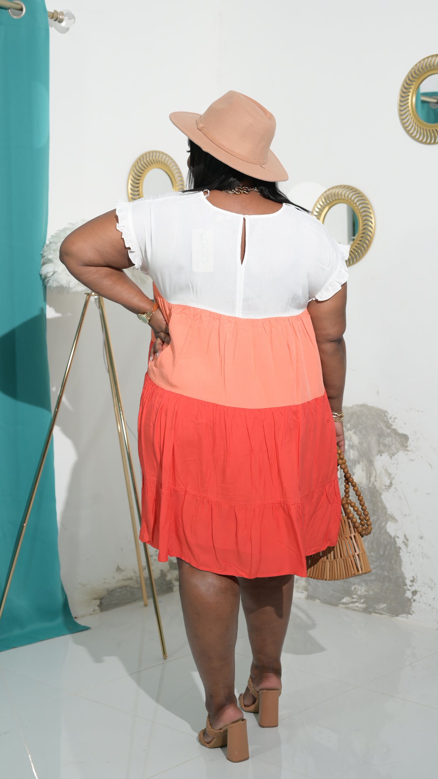 Color Block Dress || Orange