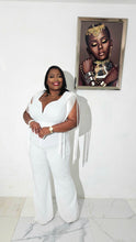 Load image into Gallery viewer, SEQUIN TOP WITH FRINGE SLEEVE JUMPSUIT| IVORY
