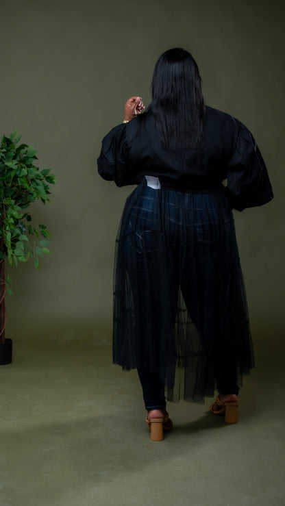 Tulle Be Told Cascade Top || Black