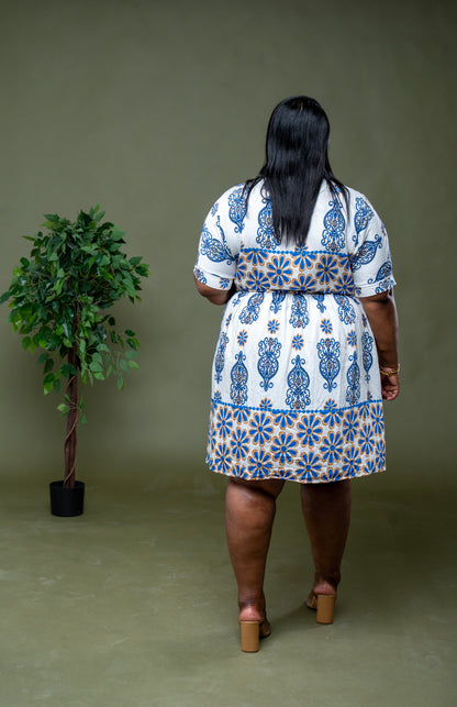 Santorini Stroll Dress || Blue