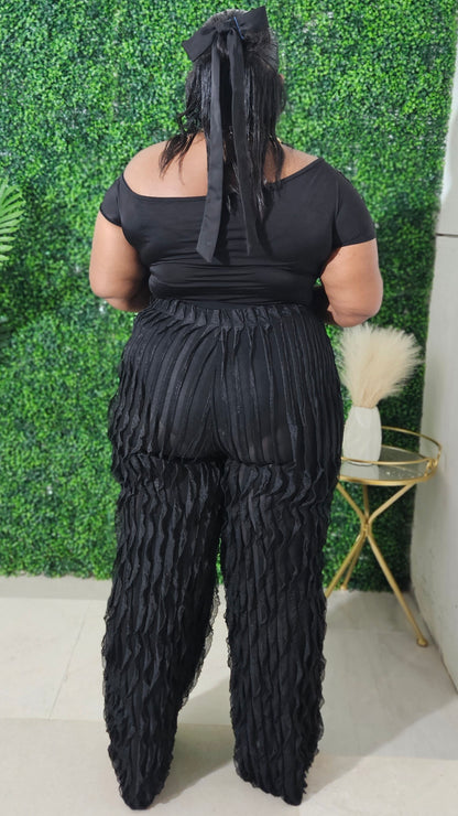 Royalty Ruffle Pants Set || Black