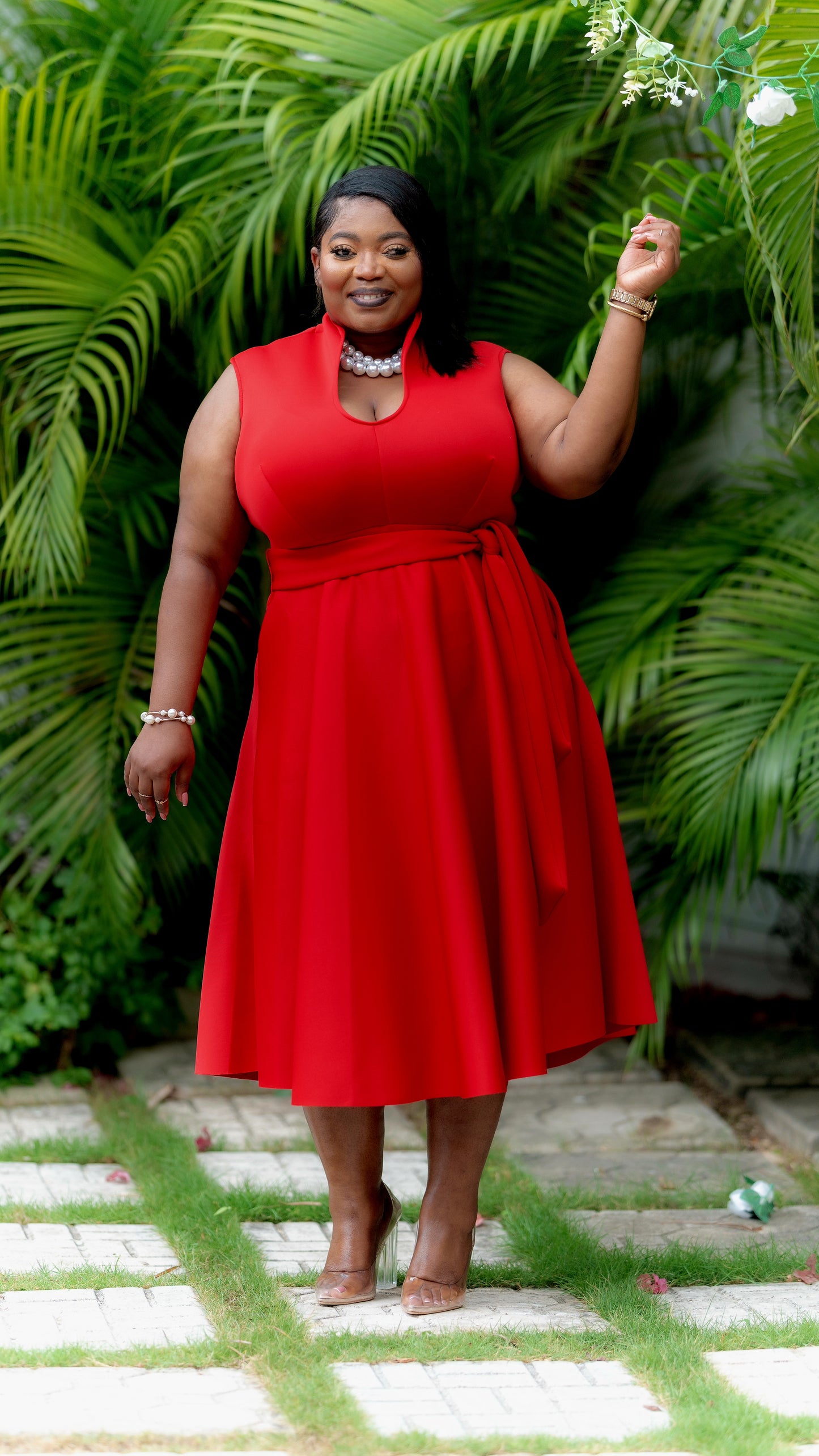 Pure Grace Midi Dress || Red