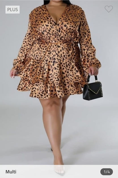 Layered Animal Print A-Line Dress