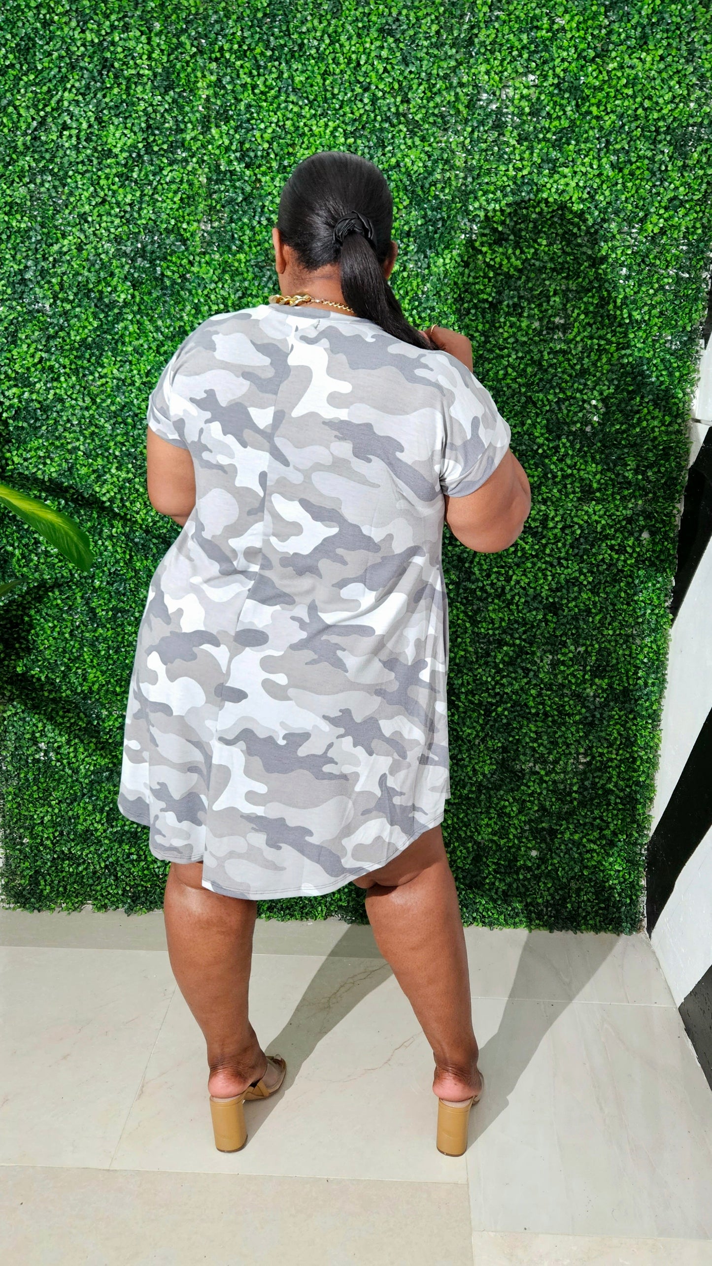 Camo Crush Tee Dress || Grey Camo