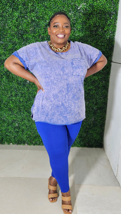 Lenny Oversized Top Legging Set || Blue