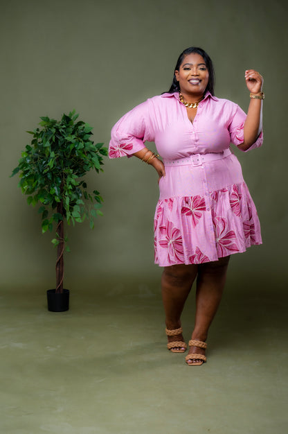 Rosé Bloom Shirt Dress